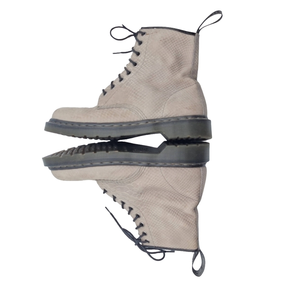 Dr Doc Martens 1460 Textured Snake-Embossed 8 Eye Combat Moto Boots - Picture 6 of 12